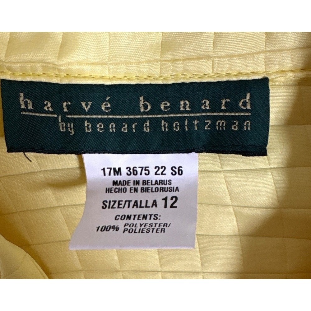 Harve Benard Yellow Quilted Grid Button Front Jacket Womens 12 Benard Holtzman - Picture 3 of 4